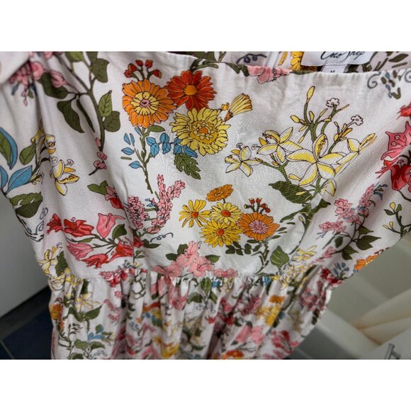 Coco Shop Short Sleeve Maxi Dress Multi Floral Print Cotton Rainbow Colorful M - Picture 9 of 16